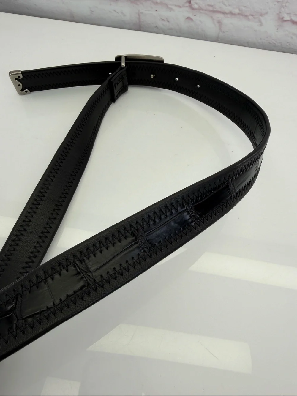 Bottega Veneta Crocodile Men’s Belt 85/34 Black